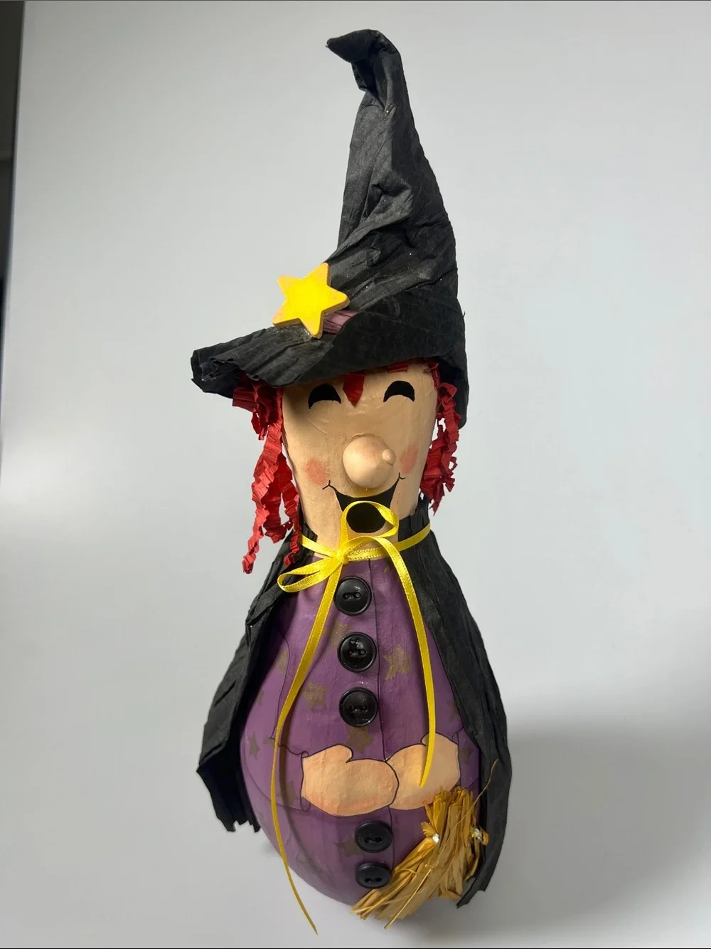 Vintage Halloween Witch papier-mâché Rattle Handmade